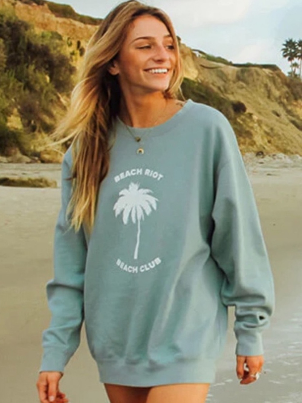 Beach Riot Beach Club Light Green Crewneck Sweatshirt Size Large